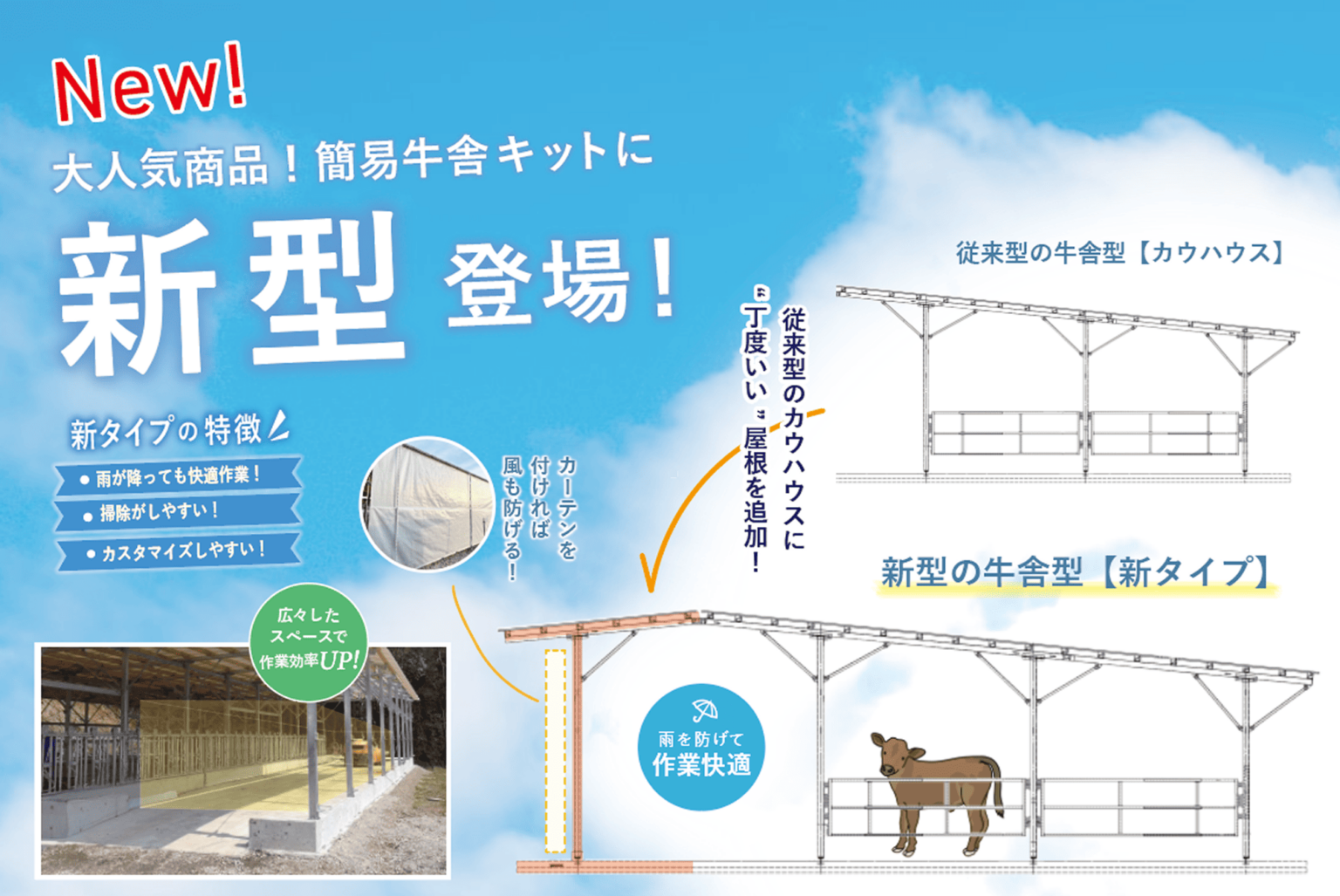 簡易牛舎キット【全国配送可】~本格的な牛舎をお手軽に~